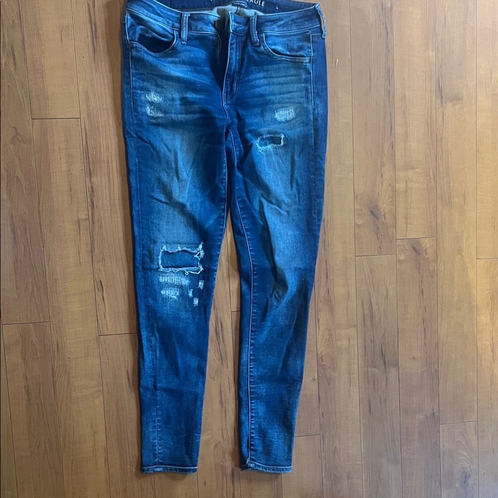 American Eagle Outfitters Dark Blue Distressed Jeggings